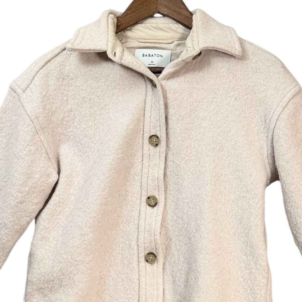 Aritzia Babaton Womens Pelli Shacket XS Ivory Merino Wool Jacket Minimalist - Picture 4 of 8